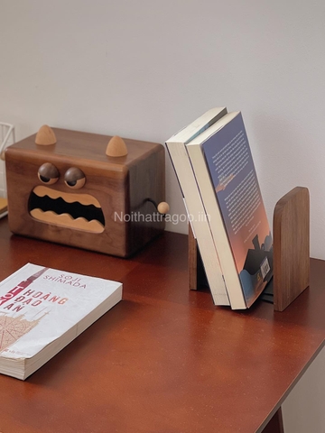 Kẹp gỗ chặn sách (bán theo cặp) - màu óc chó