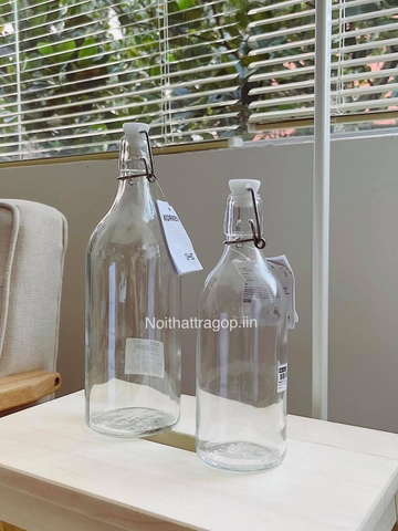 Chai thủy tinh nút trắng ikea  - lớn 1000ml