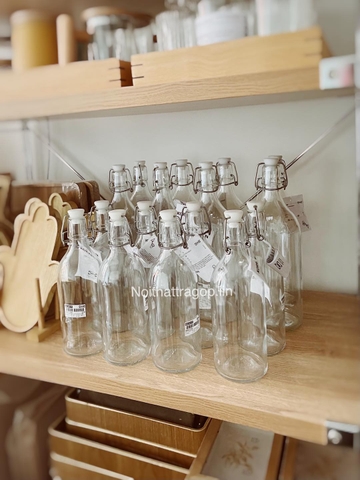 Chai thủy tinh nút trắng ikea  - lớn 1000ml