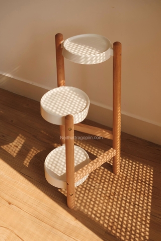 Đôn kê chậu cây 3 tầng - chân màu óc chó cao 90cm