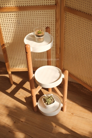 Đôn kê chậu cây 3 tầng - chân màu óc chó cao 90cm