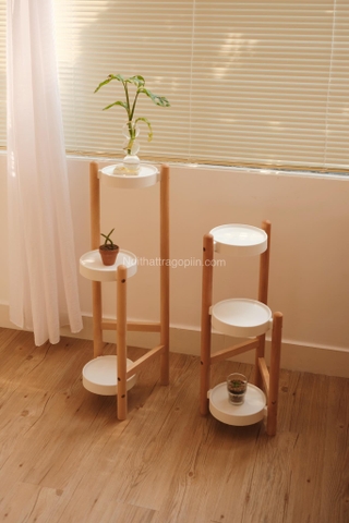 Đôn kê chậu cây 3 tầng - chân màu óc chó cao 90cm