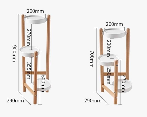 Đôn kê chậu cây 3 tầng - chân màu óc chó cao 90cm