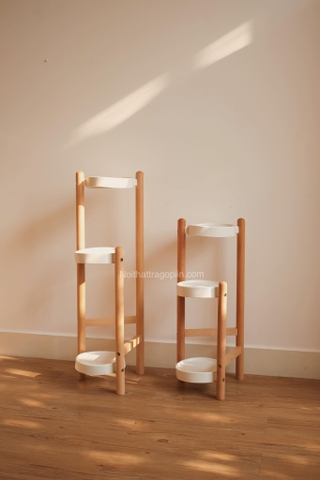 Đôn kê chậu cây 3 tầng - chân màu óc chó cao 90cm