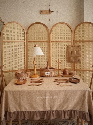 Khăn bàn linen viền bèo 06