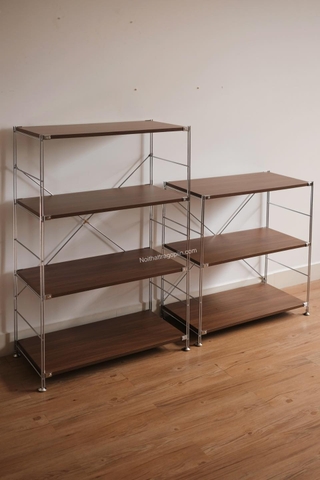 Kệ đứng màu óc chó khung inox