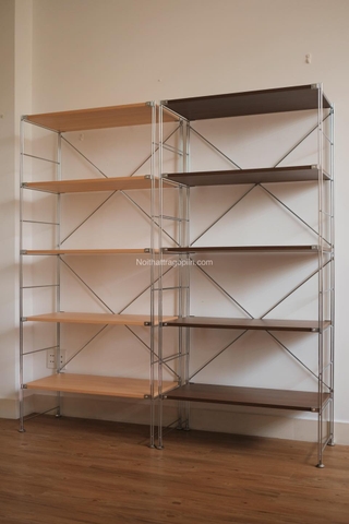 Kệ đứng màu óc chó khung inox