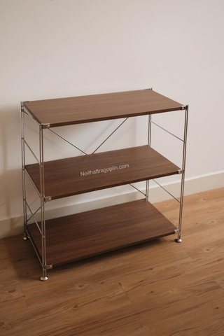 Kệ đứng màu óc chó khung inox