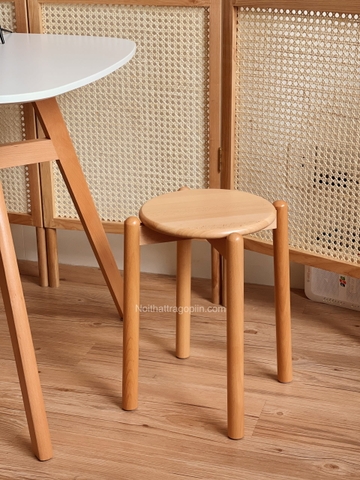 Ghế đẩu full gỗ 02 - óc chó