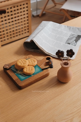 Bộ lọ gỗ và nĩa trái cây bông hoa - nĩa bông hoa