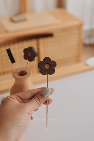 Bộ lọ gỗ và nĩa trái cây bông hoa - nĩa bông hoa