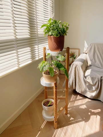 Đôn kê chậu cây 3 tầng - chân màu óc chó cao 90cm