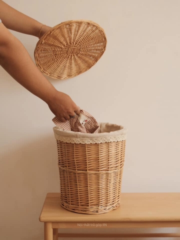 Giỏ mây tròn có nắp