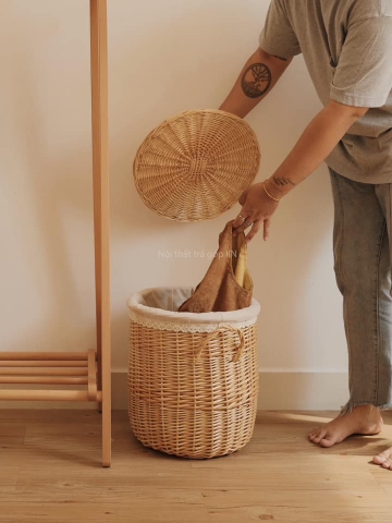 Giỏ mây tròn có nắp