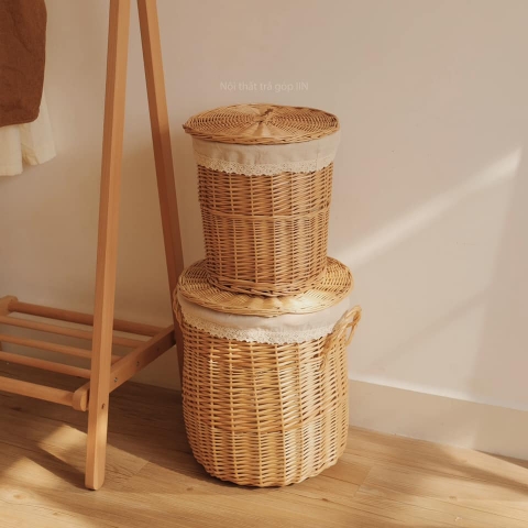 Giỏ mây tròn có nắp
