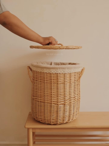 Giỏ mây tròn có nắp