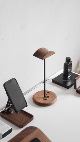 Giá đỡ tai nghe gỗ 02 - gỗ óc chó - loại đơn