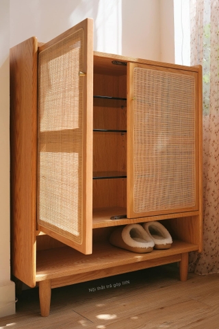 Tủ giày gỗ sồi cánh mây