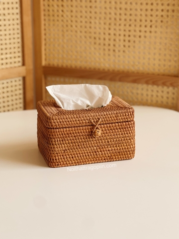 Hộp khăn giấy 01 mây  - hình trụ 15x15cm