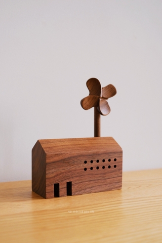 hộp nhạc retro nhà cối xay gió - gỗ óc chó bài spirited away