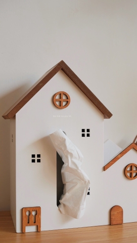 Nhà gỗ đôi để khăn giấy và điều khiển ...