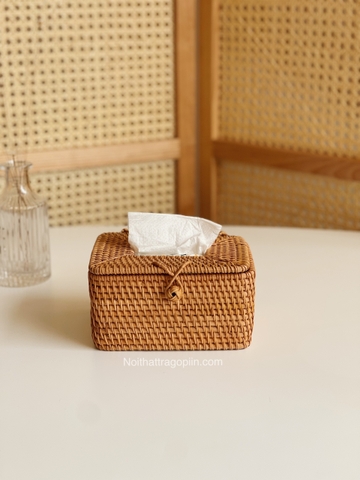 Hộp khăn giấy 01 mây  - hình trụ 15x15cm