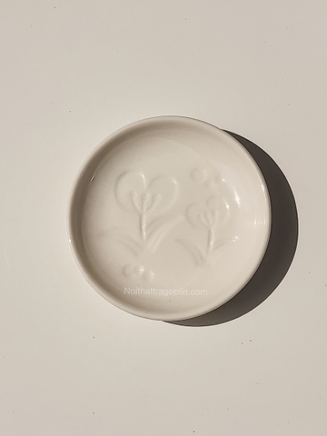 Chén gia vị trắng sứ - Hoa 02