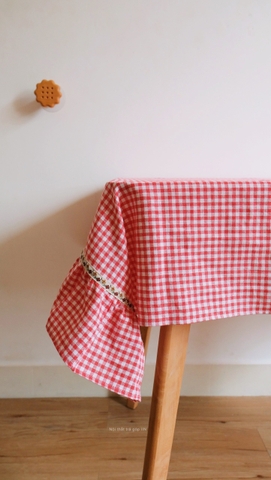 Khăn bàn 07 caro đỏ hồng