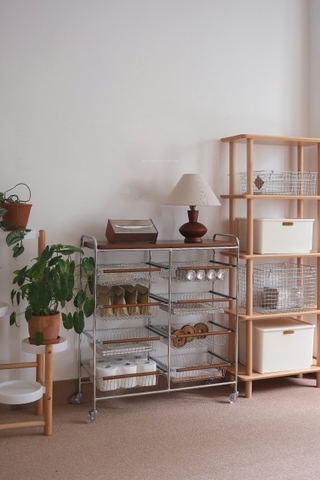 Kệ gỗ sắt có bánh xe