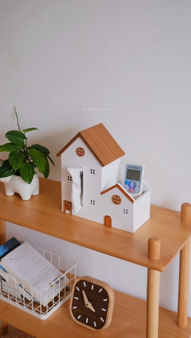Nhà gỗ đôi để khăn giấy và điều khiển ...