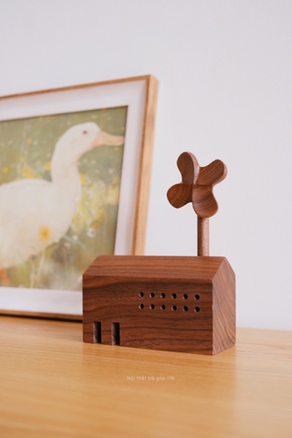 hộp nhạc retro nhà cối xay gió - gỗ óc chó bài spirited away