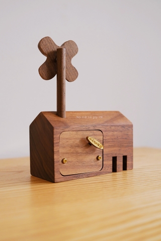 hộp nhạc retro nhà cối xay gió - gỗ óc chó bài spirited away