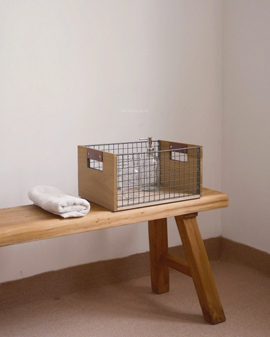 Giỏ đựng đồ sắt + gỗ