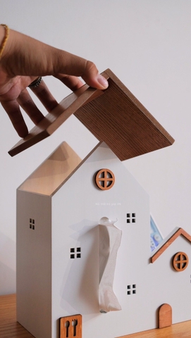 Nhà gỗ đôi để khăn giấy và điều khiển ...