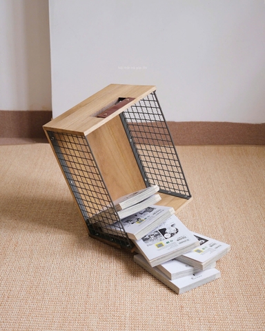 Giỏ đựng đồ sắt + gỗ