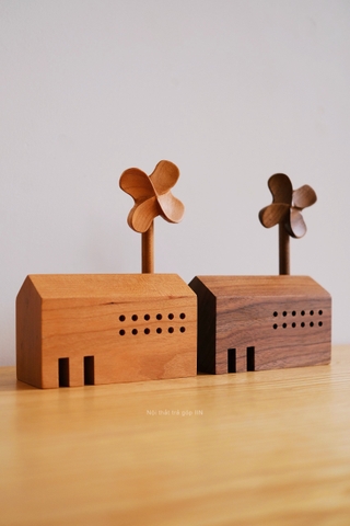 hộp nhạc retro nhà cối xay gió - gỗ óc chó bài spirited away