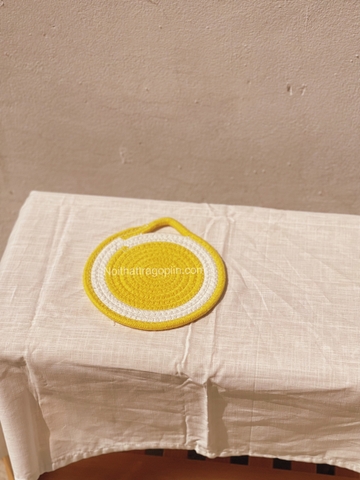 Lót nồi vải - màu chanh đào D18cm