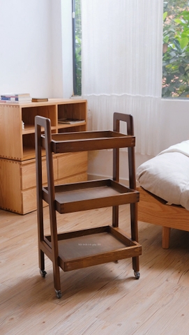 Kệ gỗ 3 tầng có bánh xe