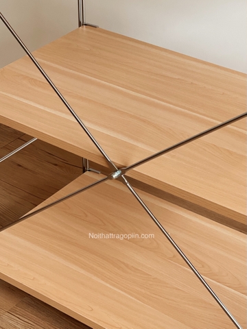 Kệ đứng màu sồi khung inox