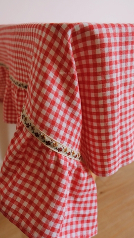 Khăn bàn 07 caro đỏ hồng