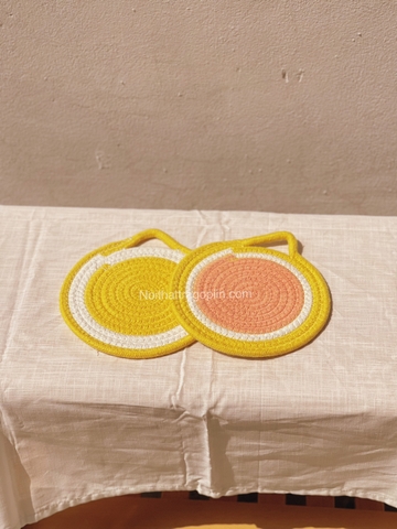 Lót nồi vải - màu chanh đào D18cm