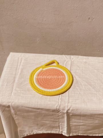 Lót nồi vải - màu chanh đào D18cm