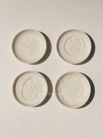 Chén gia vị trắng sứ - Hoa 02