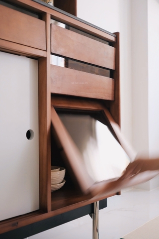 Tủ ăn xanh phối trắng