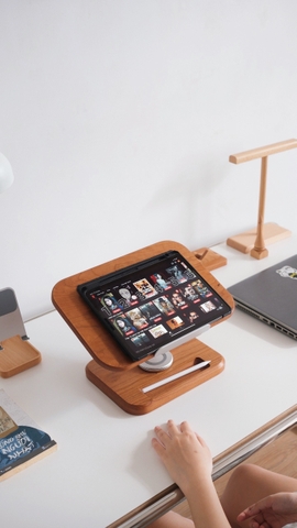 Giá đỡ gỗ 03 máy tính, ipad, sách ...