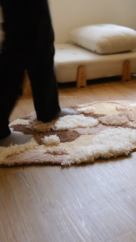 Thảm trừu tượng cánh đồng - Nâu