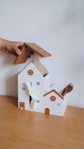 Nhà gỗ đôi để khăn giấy và điều khiển ...