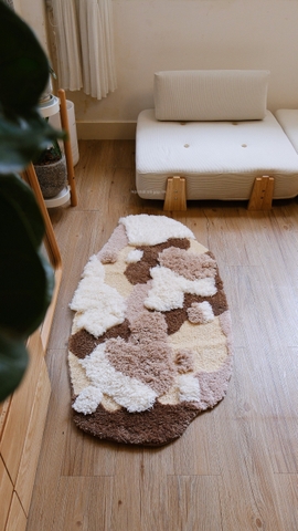 Thảm trừu tượng cánh đồng - Nâu