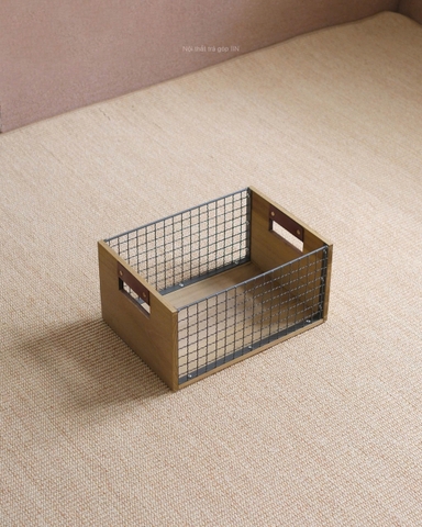 Giỏ đựng đồ sắt + gỗ