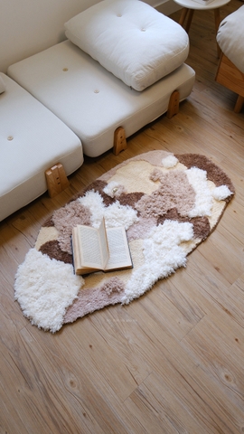 Thảm trừu tượng cánh đồng - Nâu